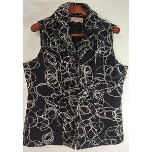 TUMBLEWEED Wool Embroidered 3D Textured Zip Sweater Vest Jacket Women Sz XL Work